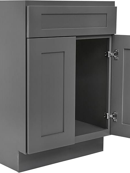 27 in Gray Ready-to-Assemble Kitchen Base Cabinet with Drawer