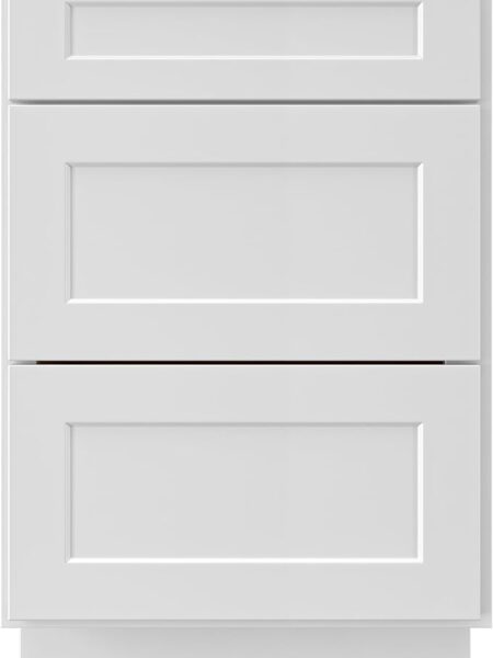 24 in. White Shaker RTA Three-Drawer Kitchen Base Cabinet