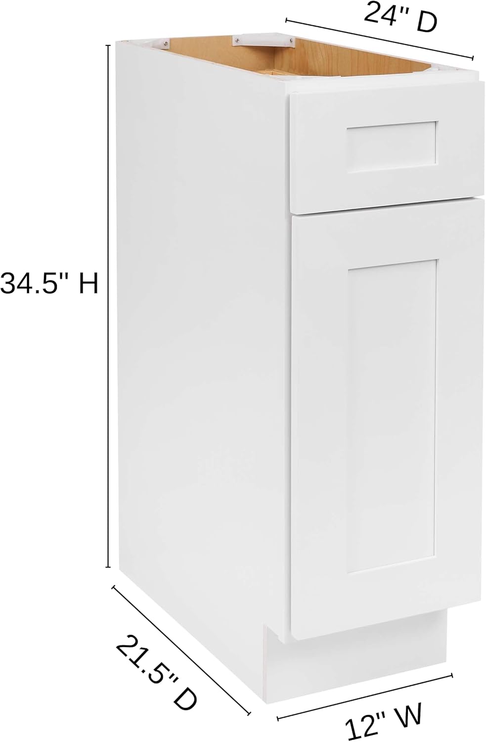 12 in. White Ready-to-Assemble Kitchen Base Cabinet with Drawer - Image 5
