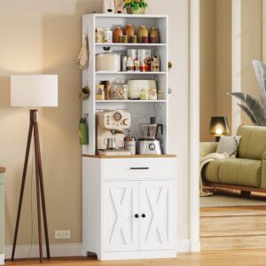71 in. Bakers Rack Microwave Stand with Pegboard and Storage