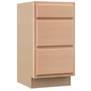 18 in. W x 24 in. D x 34.5 in. H Assembled 3 Drawer Recessed Panel Base Kitchen Cabinet in Unfinished