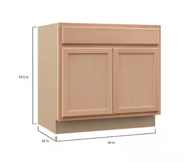 36 in. W x 24 in. D x 34.5 in. H Assembled Recessed Panel Sink Base Kitchen Cabinet - Image 3