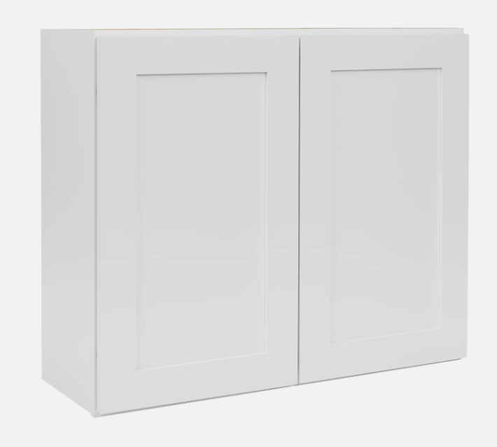 36”W x 30”H x 12”D White Shaker RTA Wall Cabinet - Solid Wood Soft-Close