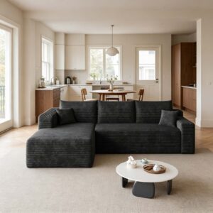 95" L Shape Couch Comfy Sectional Boneless Sofa with Left Chaise for Living Room