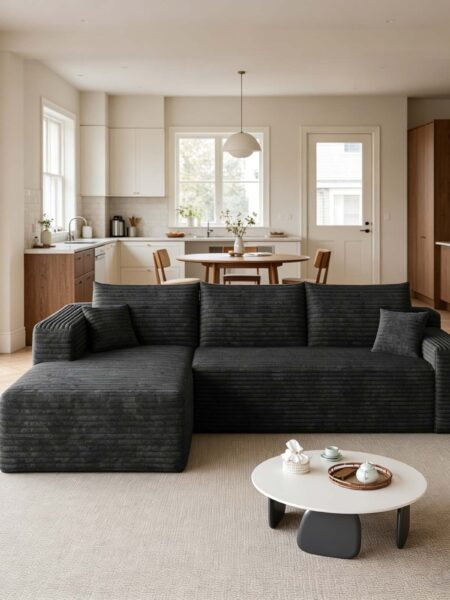 95" L Shape Couch Comfy Sectional Boneless Sofa with Left Chaise for Living Room