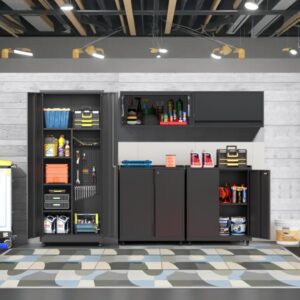 Garage Storage Cabinet System 5-Pcs Workshop Set for Garage Tool Metal Cabinets