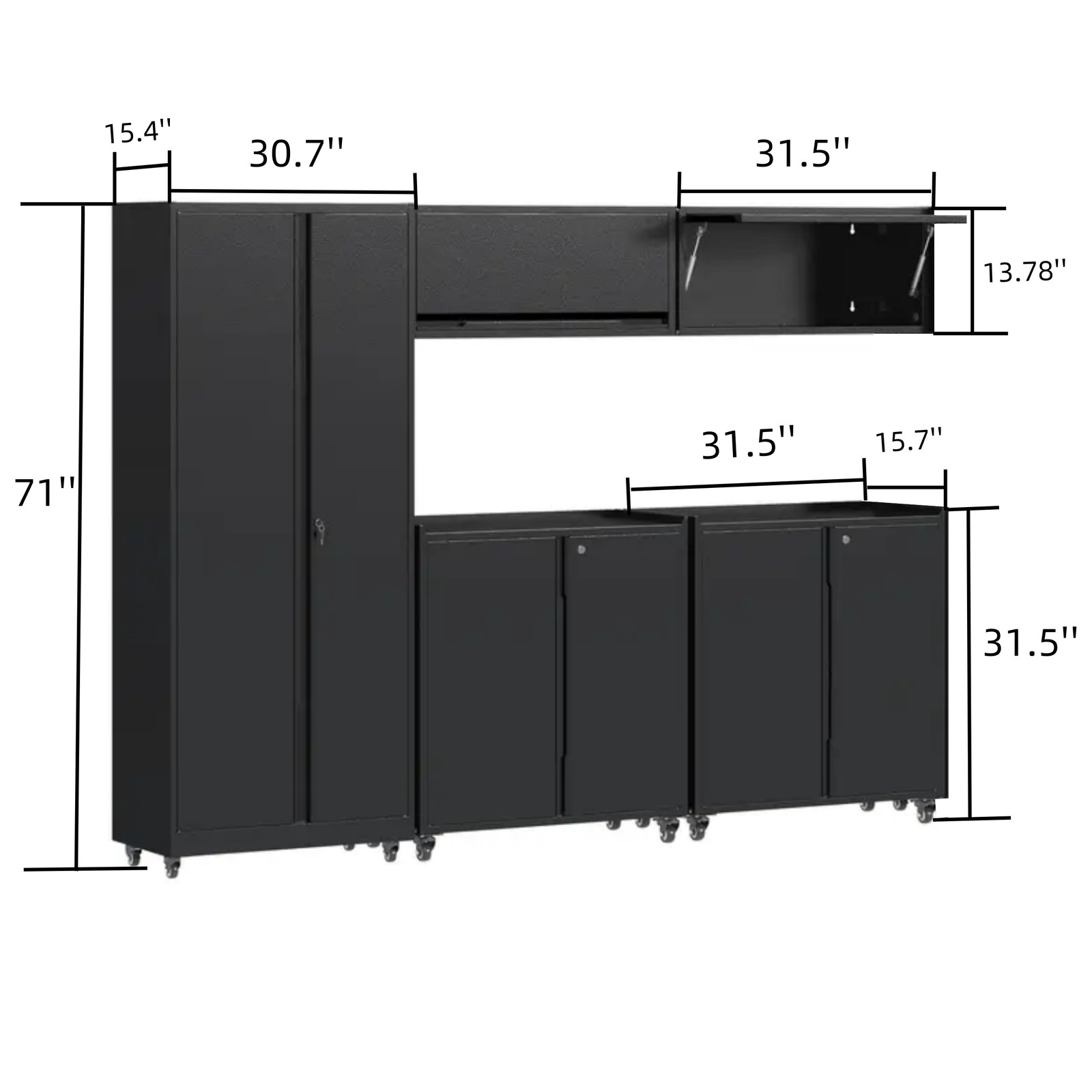 Garage Storage Cabinet System 5-Pcs Workshop Set for Garage Tool Metal Cabinets - Image 2