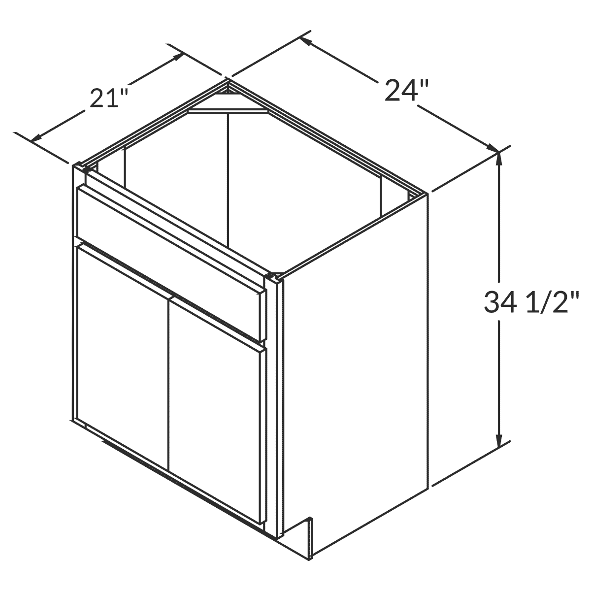 25 in. W x 24 in. D x 21 in. H Bathroom Vanity Sink Base Cabinet - White - Image 2